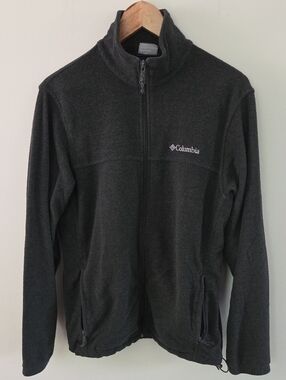 Columbia Men's Charcoal Gray Zip Up Fleece Jacket With Zippered Pockets